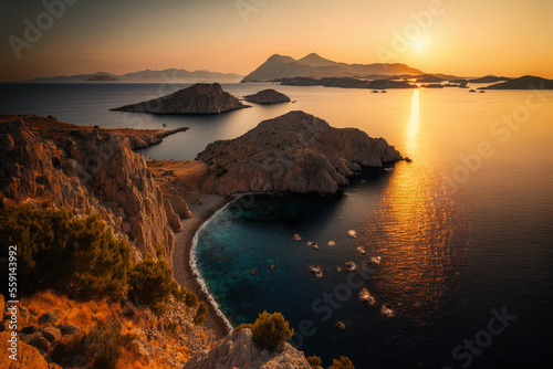 Aegean sea area includes the island of Gokceada. Turkey owns the island. Generative AI © 2rogan