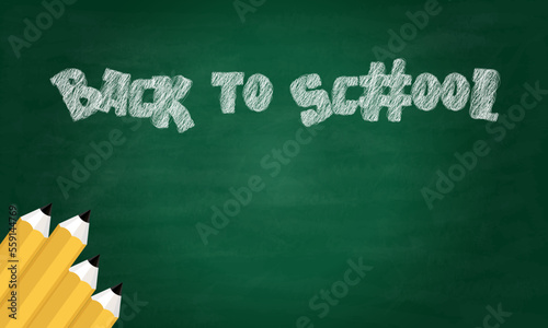 Back to school background. Green chalkboard with space for text
