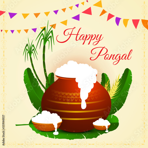 Pongal festival card banner design 
