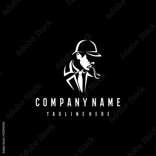 The man of detective logo design icon. The man of detective line art design. The man of detective icon design. The man of detective design inspiration