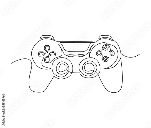 Continuous one line drawing of Game controller. Joysticks or Gamepads line art vector illustration.