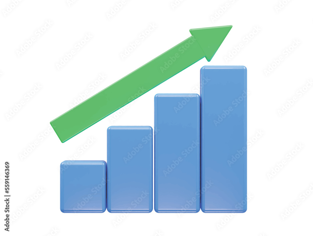 Business grow icon 3d rendering illustration vector Business grow icon 3d rendering illustration vector