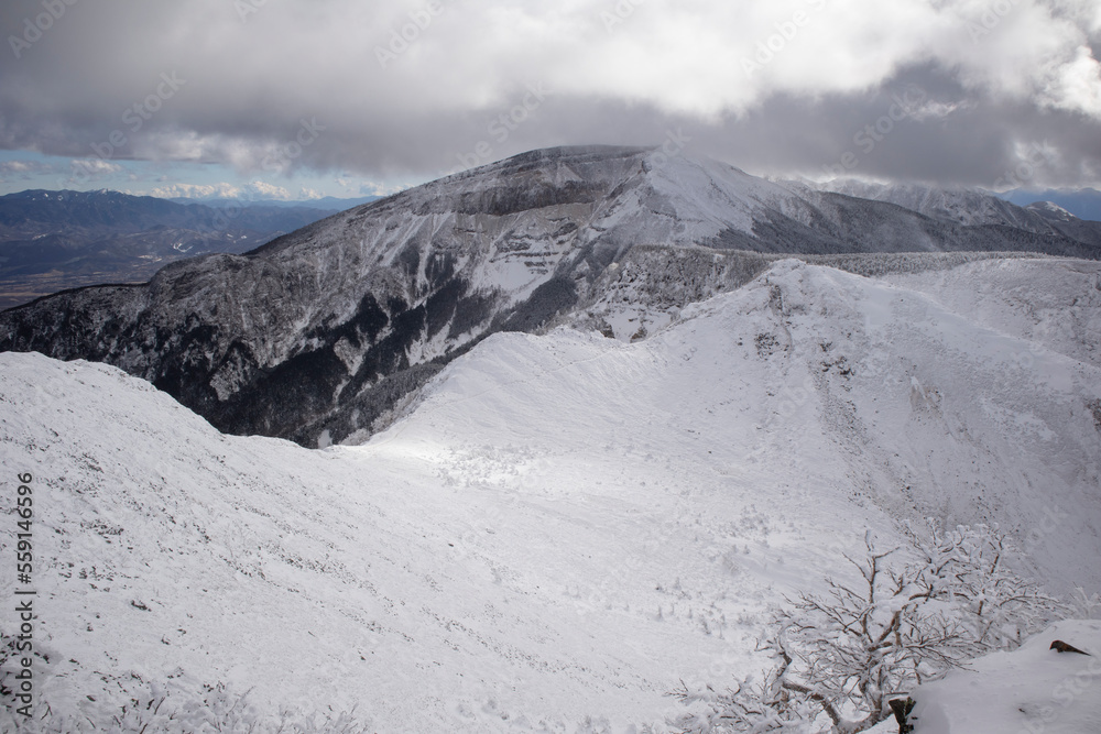 天狗岳から見る冬の硫黄岳