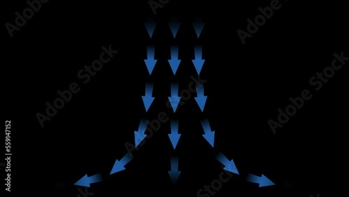 Blue multi arrow wind flow, isolated on transparent background with alpha channel.