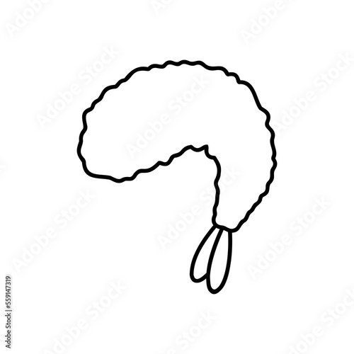 Japanese shrimp tempura in doodle style. Asian food for restaurants menu