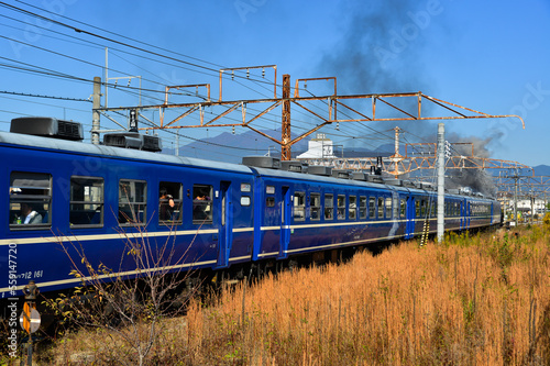 Old train carrying tourists in Gunma, Japan