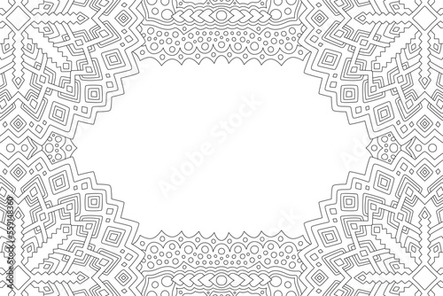 Line art for coloring book with geometric border
