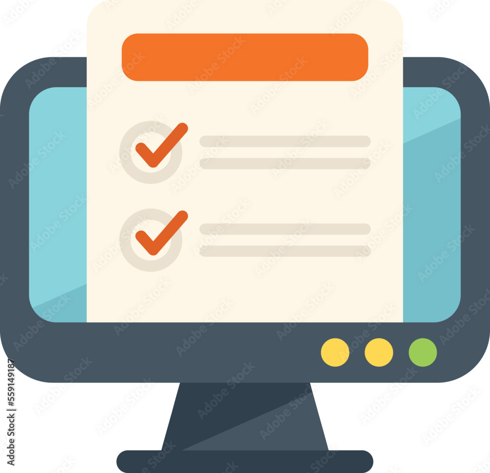 Approved job search icon flat vector. Online computer. Career people isolated Approved job search icon flat vector. Online computer. Career people isolated