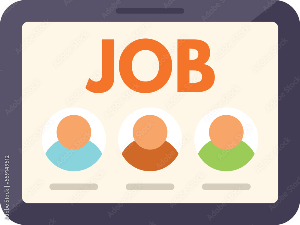 Tablet job search icon flat vector. Online computer. Career people isolated Tablet job search icon flat vector. Online computer. Career people isolated