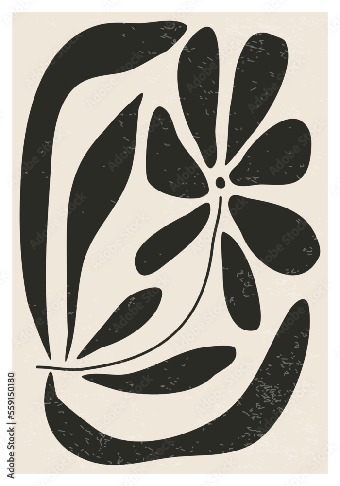 Fototapeta Matisse inspired contemporary collage botanical minimalist wall art poster