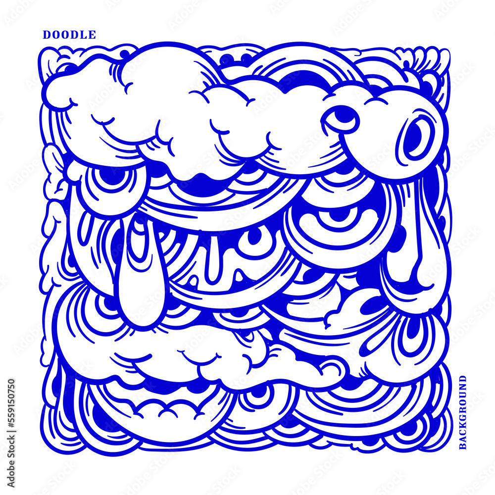 Vector abstract ethnic and culture doodle illustration in blue color for background Vector abstract ethnic and culture doodle illustration in blue color for background