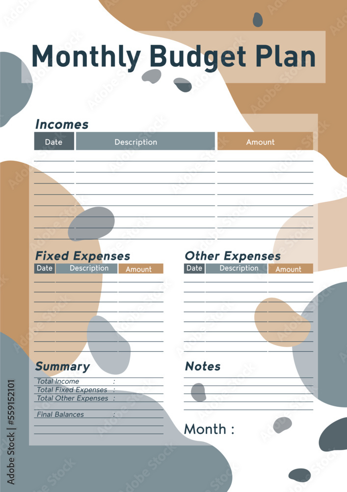 Obraz premium budged planner template with abstract background