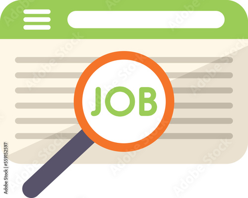 Job online search icon flat vector. Computer business. Internet work isolated