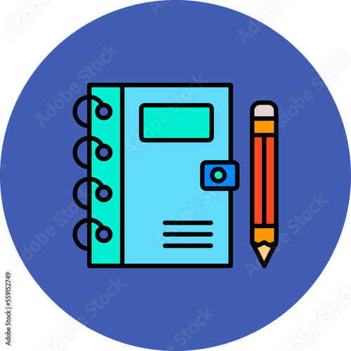 Notebook Multicolor Circle Filled Line Icon