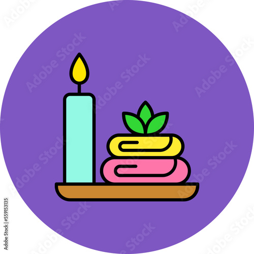 Spa Multicolor Circle Filled Line Icon