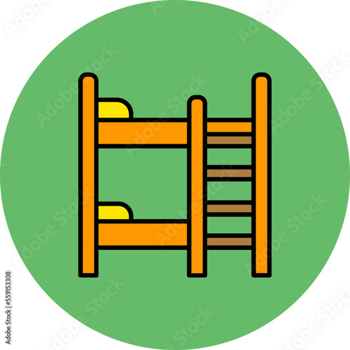 Bunk Bed Multicolor Circle Filled Line Icon