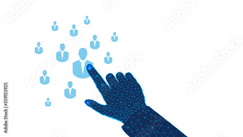  Icons of people, hand polygonal. Human resources, crm, social network and data mining concept or social media concept.