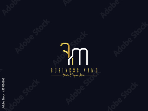 Premium FM Logo Icon, Initial Fm Golden Color Logo Letter Vector Art