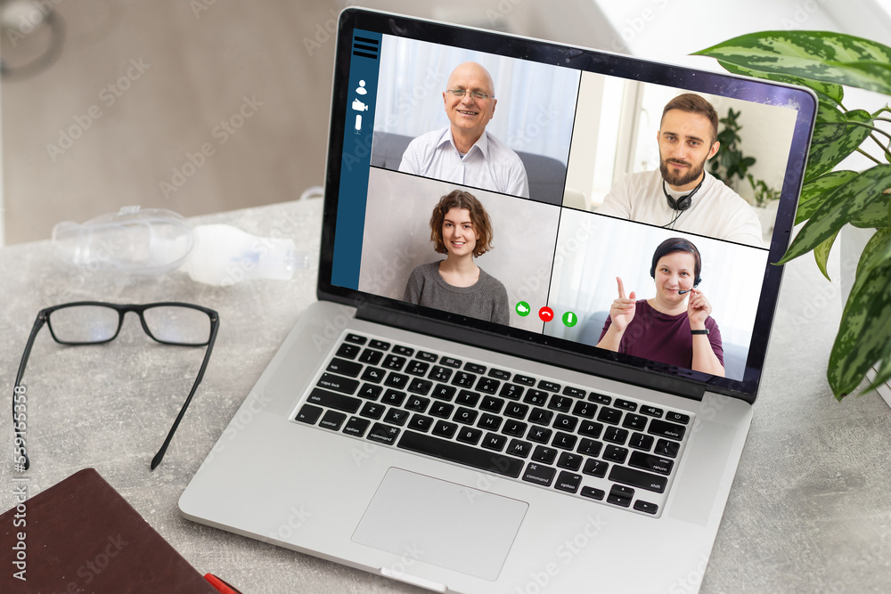 video conference. Multiethnic business team for a online meeting in video call. Group of people smart working from home video conference. Multiethnic business team for a online meeting in video call. Group of people smart working from home