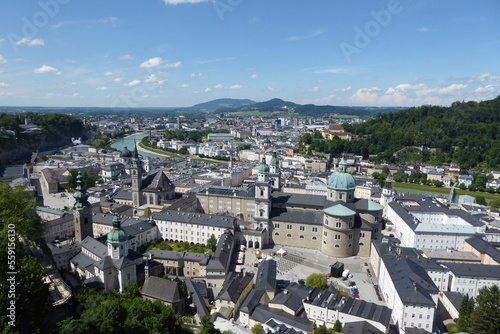 View of the city of Salzburg from Hohensalzburg Castle in Austria