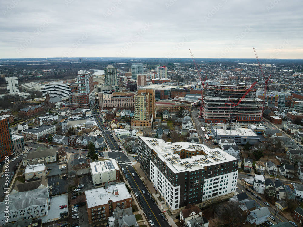 Fototapeta premium Aerial Drone of Rutgers New Brunswick
