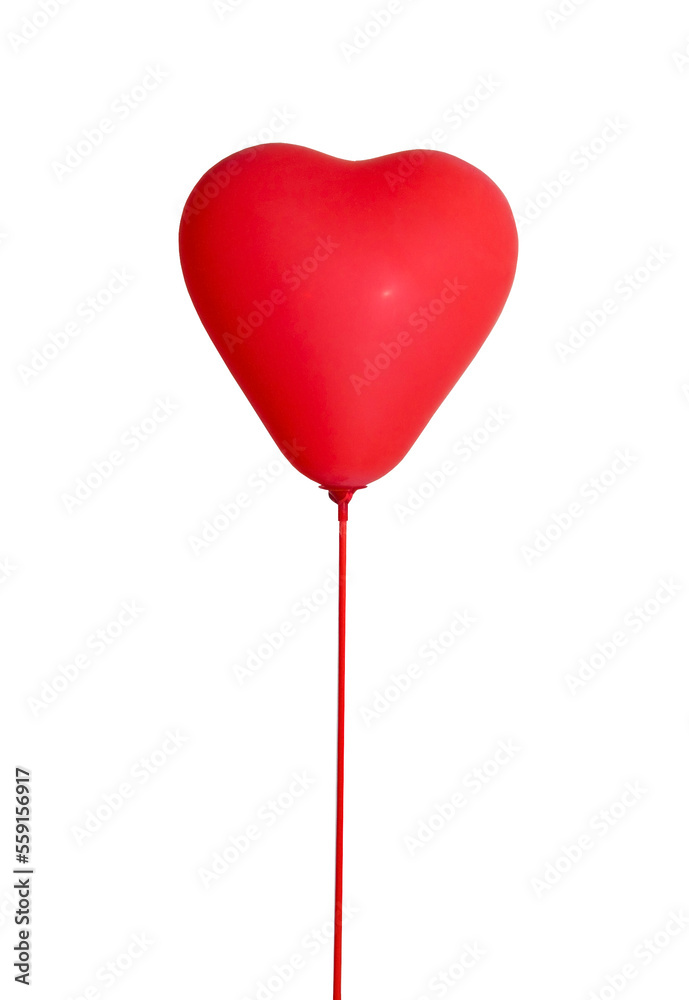Heart shaped red balloon on whiteBackground