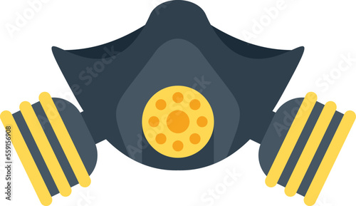 Respirator gas mask icon flat vector. Air chemical. Safety helmet isolated