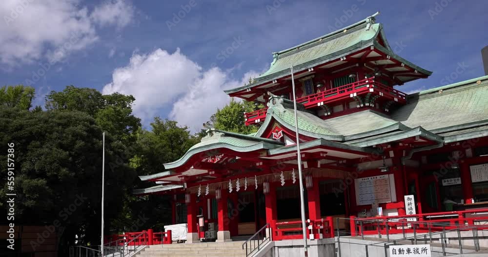 Main temple at Tomioka Shrine wide shot handheld Main temple at Tomioka Shrine wide shot handheld