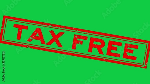 Grunge red tax free word square rubber seal stamp zoom on green background