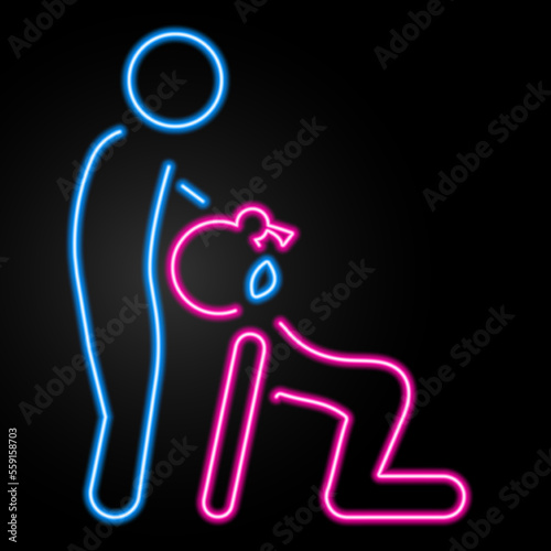 oral sex neon sign, modern glowing banner design, colorful modern design trends on black background. Vector illustration.
