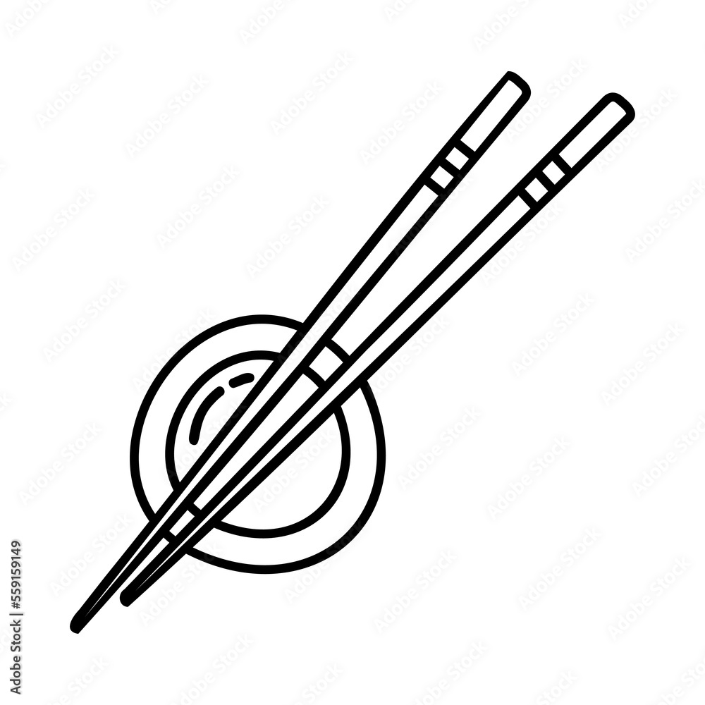 Japanese chinese sticks with soy sauce in doodle style. Asian food for restaurants menu Japanese chinese sticks with soy sauce in doodle style. Asian food for restaurants menu