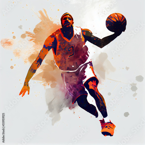 Basketball player illustration character in abstract style