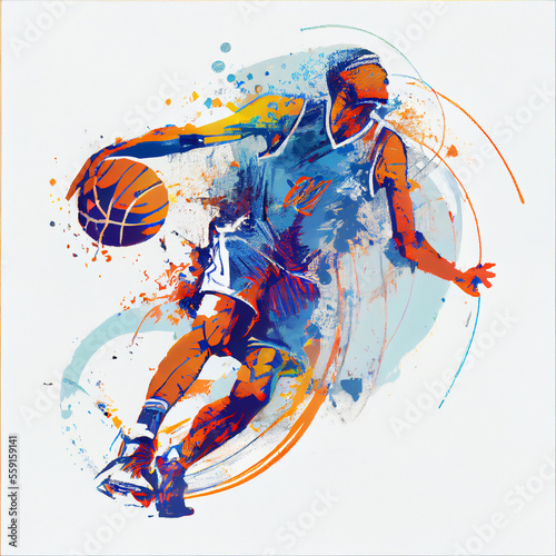 Basketball player illustration character in abstract style © Alguien