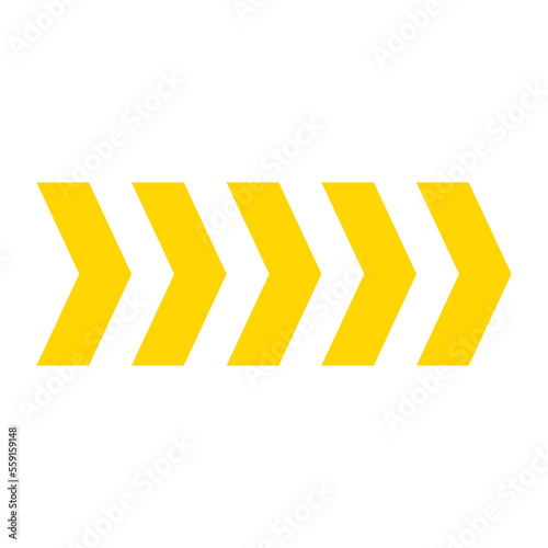 under construction concept, Five yellow arrows to the right