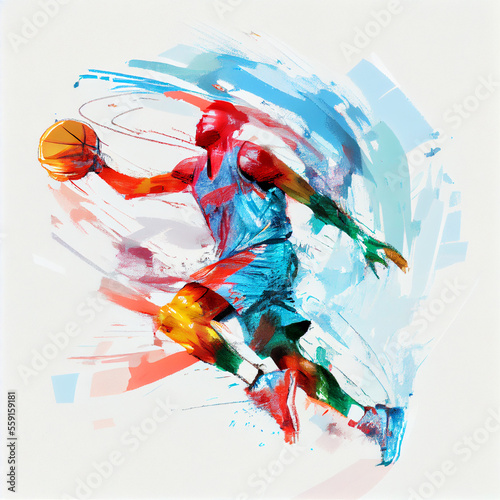 Basketball player illustration character in abstract style
