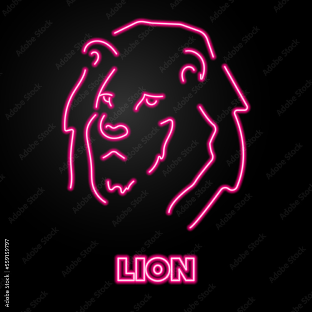 lion neon sign, modern glowing banner design, colorful modern design trends on black background. Vector illustration. lion neon sign, modern glowing banner design, colorful modern design trends on black background. Vector illustration.
