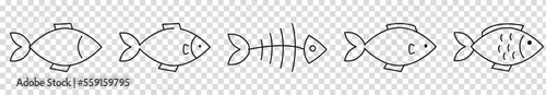 Set of fish line icons. Vector illustration isolated on transparent background