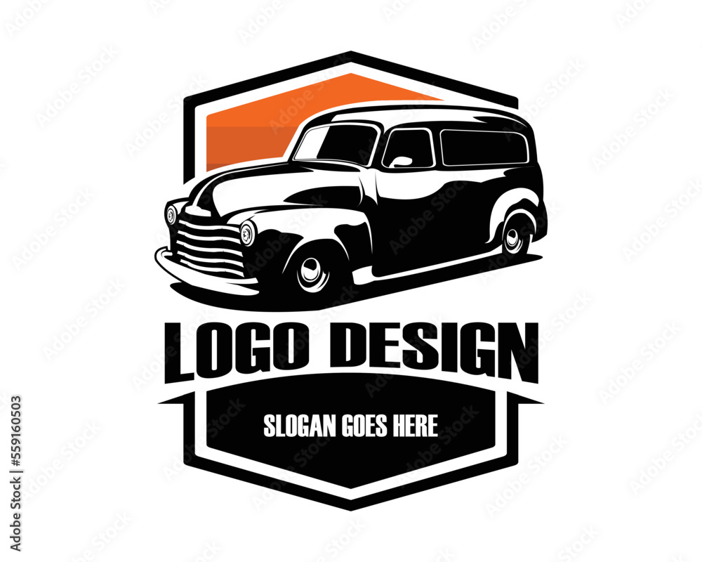 Obraz premium 1970 chevrolet panel truck isolated side view white background. best for logos, badges, emblems, icons, available in eps 10.