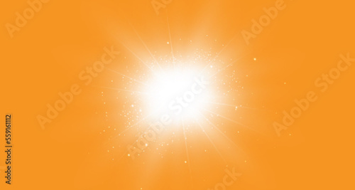 Solar rays.Warm sun on a yellow background. Leto.bliki. 