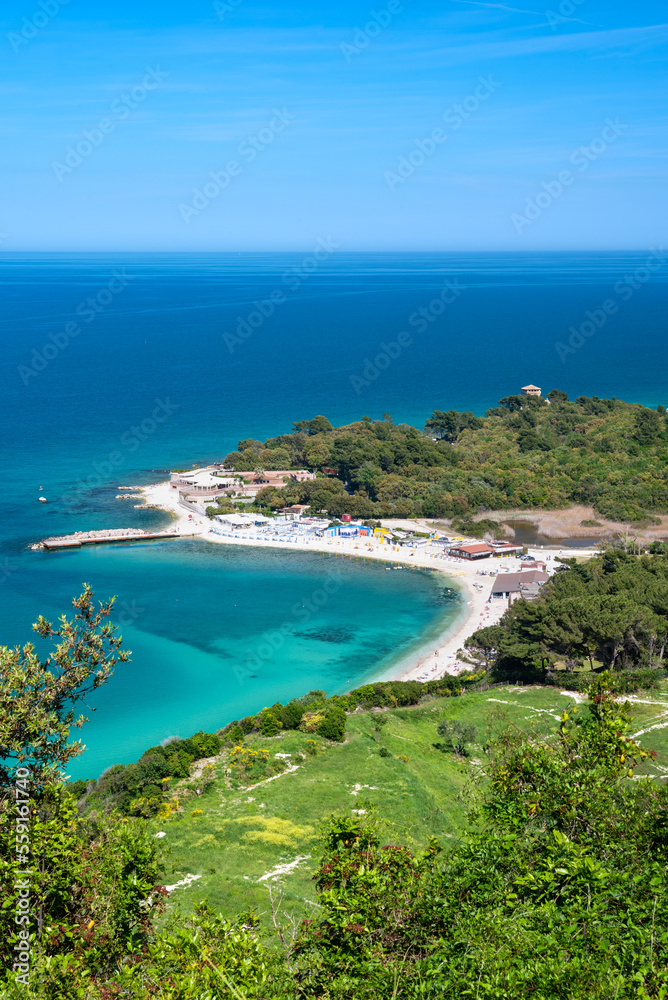 Portonovo, Conero park, Ancona district, Marche, Italy, view of the beach