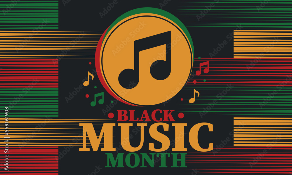 Fototapeta premium Black Music Month in June. African-American Music Appreciation Month. Celebrated annual in United States. Music concept. Poster, card, banner and background. Vector illustration