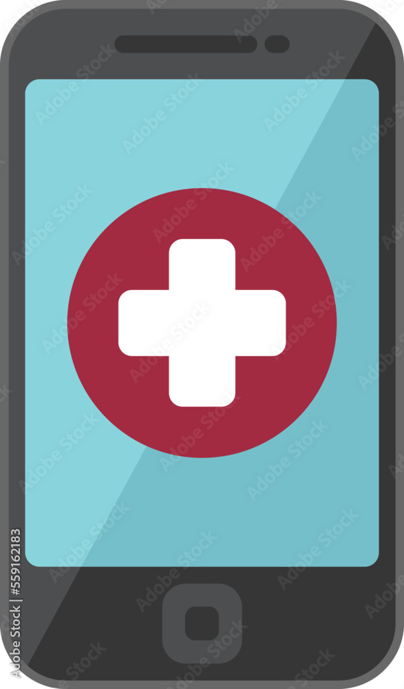 Obraz premium Medical online help icon flat vector. Care clinic. Call video isolated
