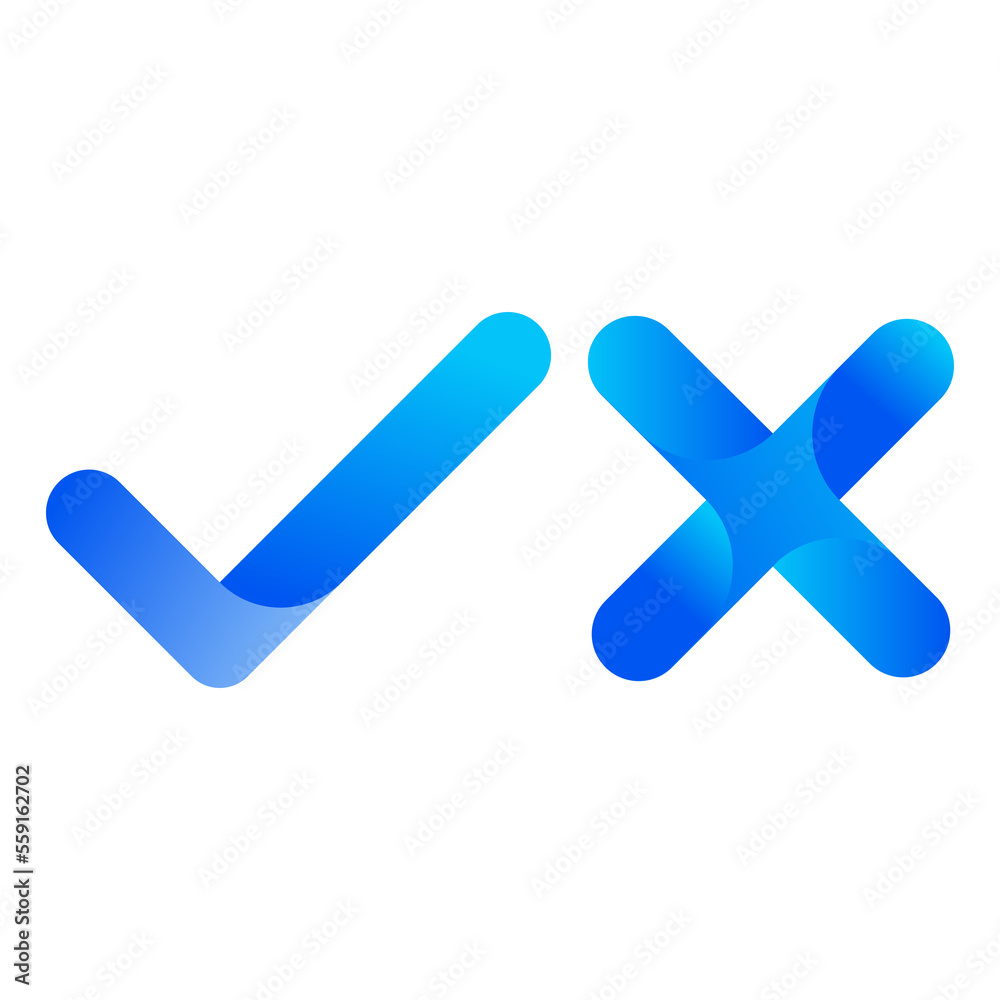 Wrong and right icon check cross modern style, check mark button Wrong and right icon check cross modern style, check mark button