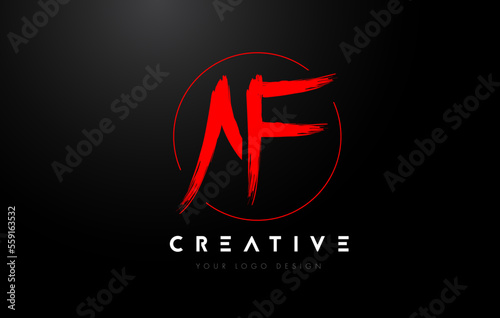 Red AF Brush Letter Logo Design. Artistic Handwritten Letters Logo Concept.