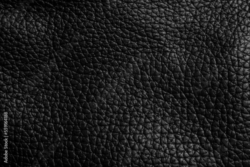 Black artificial leather texture close up. Leather