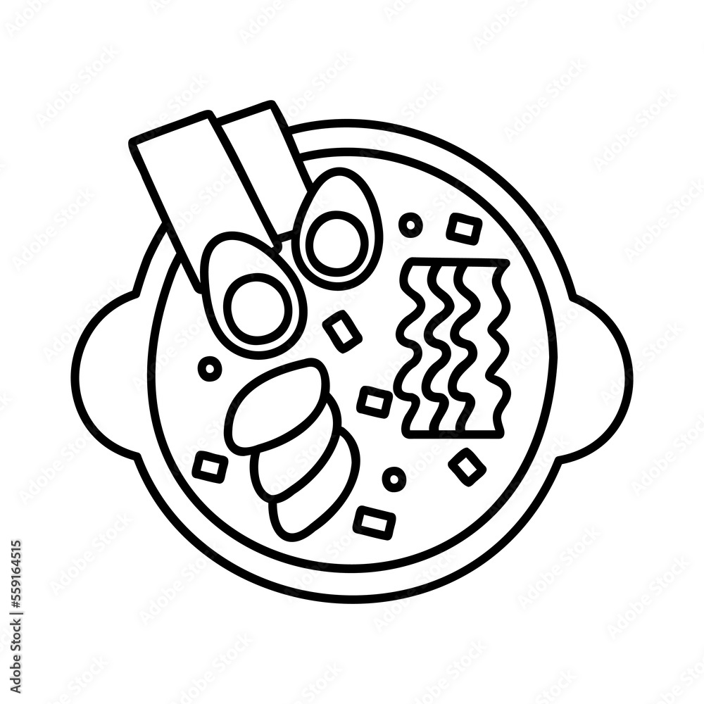 Obraz premium Doodle ramen noodle illustration design vector. Asian food for restaurants menu