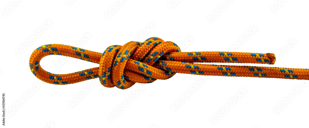 figure of eight knot orange rope example of with transparent