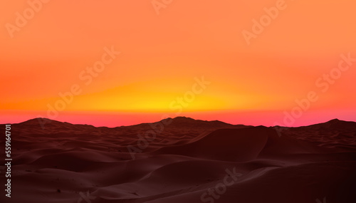 Sand dunes in the Sahara Desert, Merzouga, Morocco - Orange dunes in the desert of Morocco - Sahara desert, Morocco © muratart
