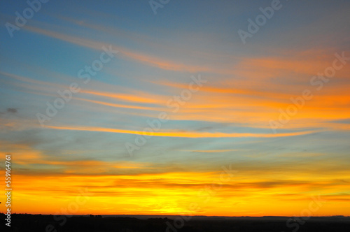 Early sunset, view from Sablet, castle wall to Segret, Provence, France