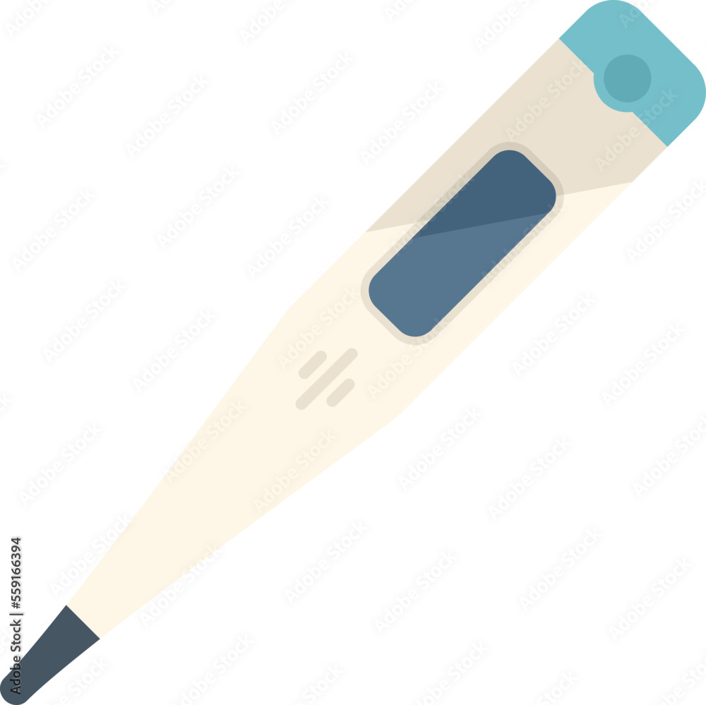Digital thermometer icon flat vector. Family health. Medicine care isolated Digital thermometer icon flat vector. Family health. Medicine care isolated